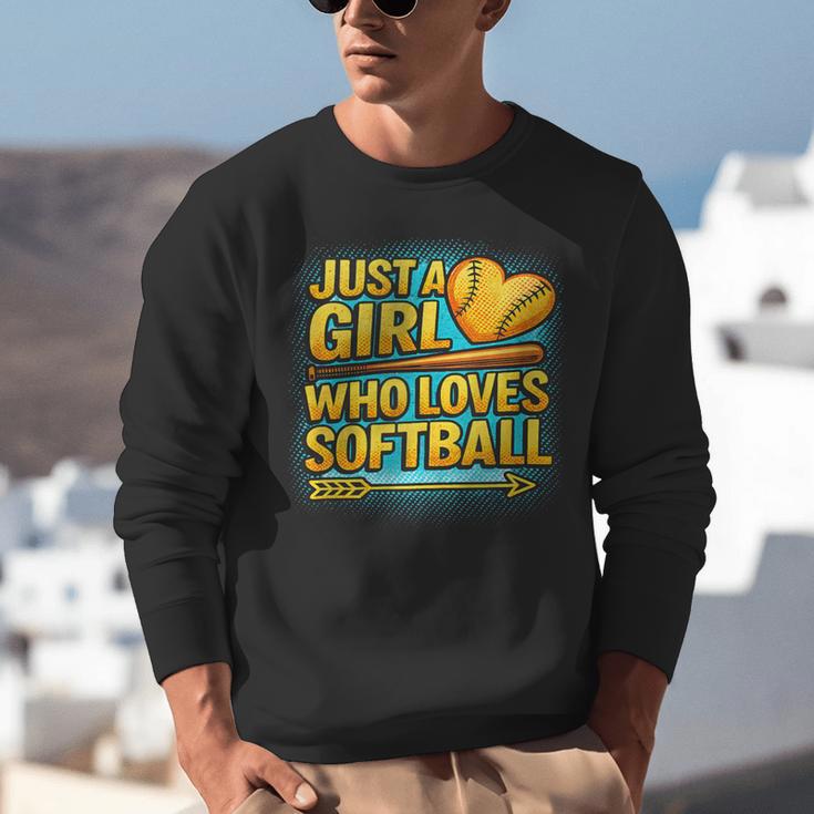 Softball Just A Girl Comic Book Style Graphic For Teens Unisex Sweatshirt