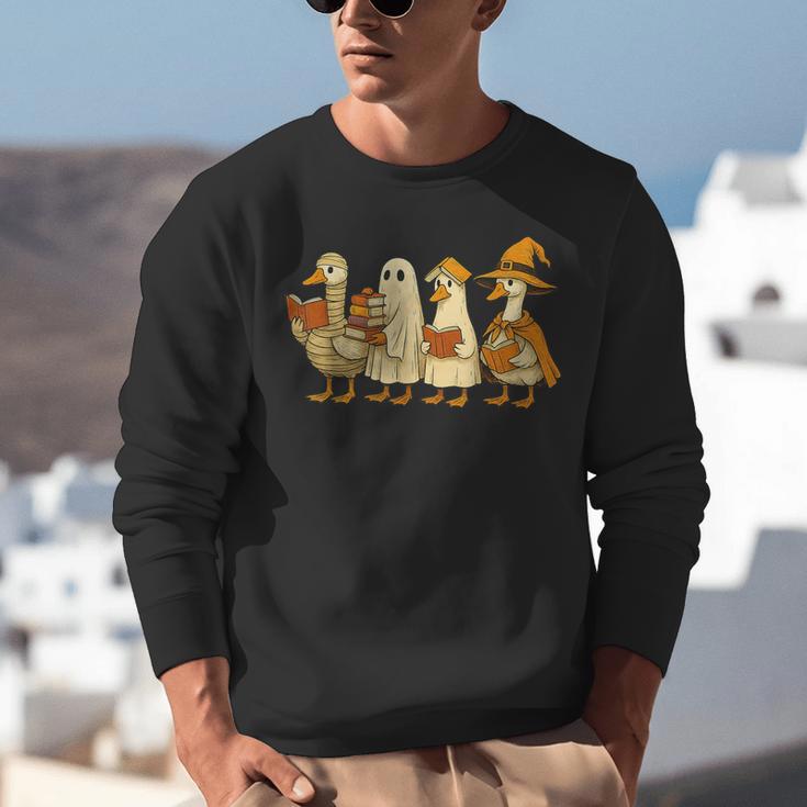 Spooky Halloween Book Lover Halloween Reading Goose Unisex Sweatshirt