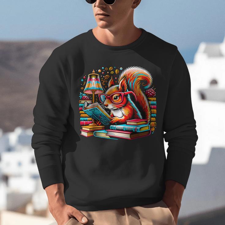 Squirrel Reading a Book Lover Bookworm Unisex Sweatshirt