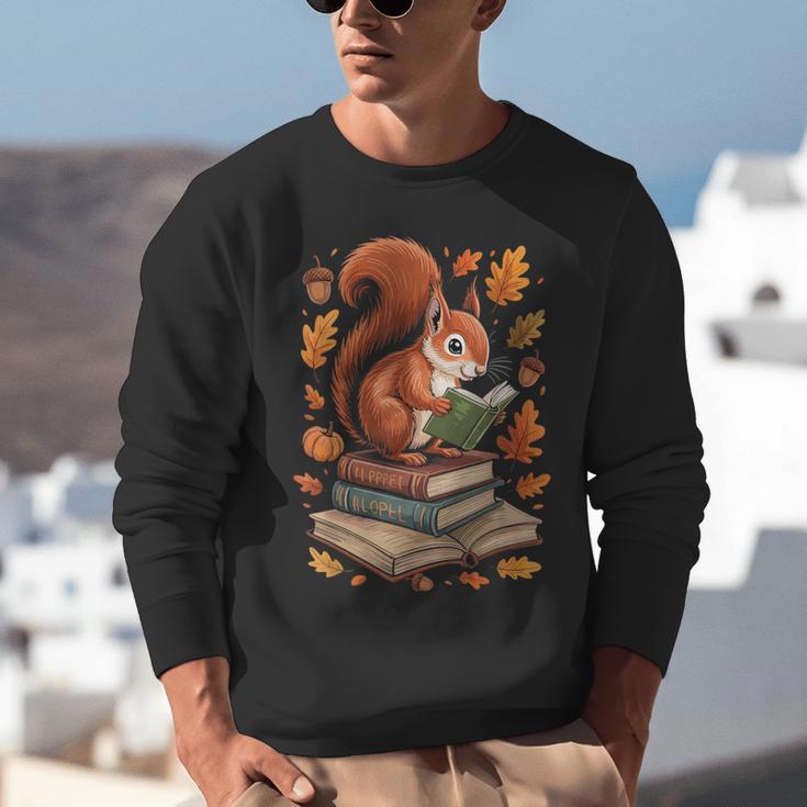Squirrel Reading Book Lovers Fall Leaves Library Books Unisex Sweatshirt Squirrel Reading Book Lovers Fall Leaves Library Books Unisex Sweatshirt