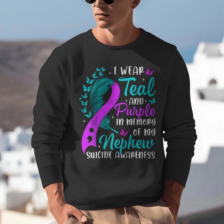 Suicide Awareness I Wear Teal Purple In Memory Of My Nephew Unisex Sweatshirt