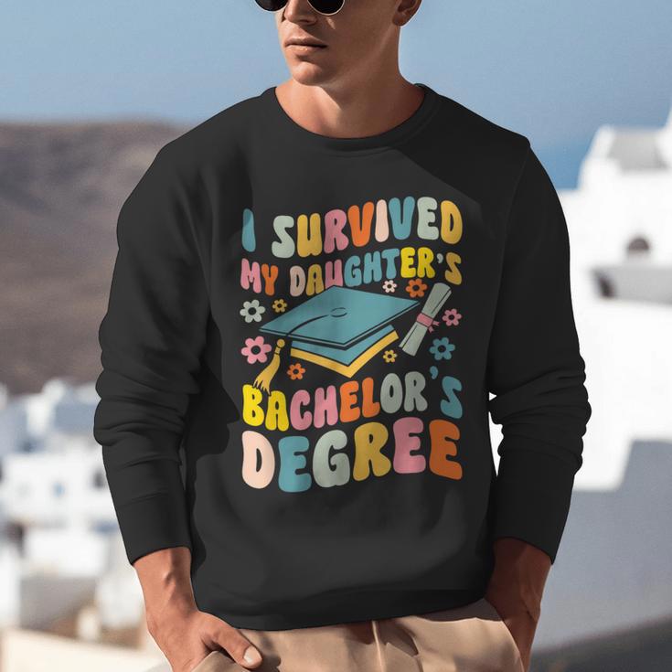 i Survived My Daughter's Bachelors Degree Groovy Graduation Unisex Sweatshirt