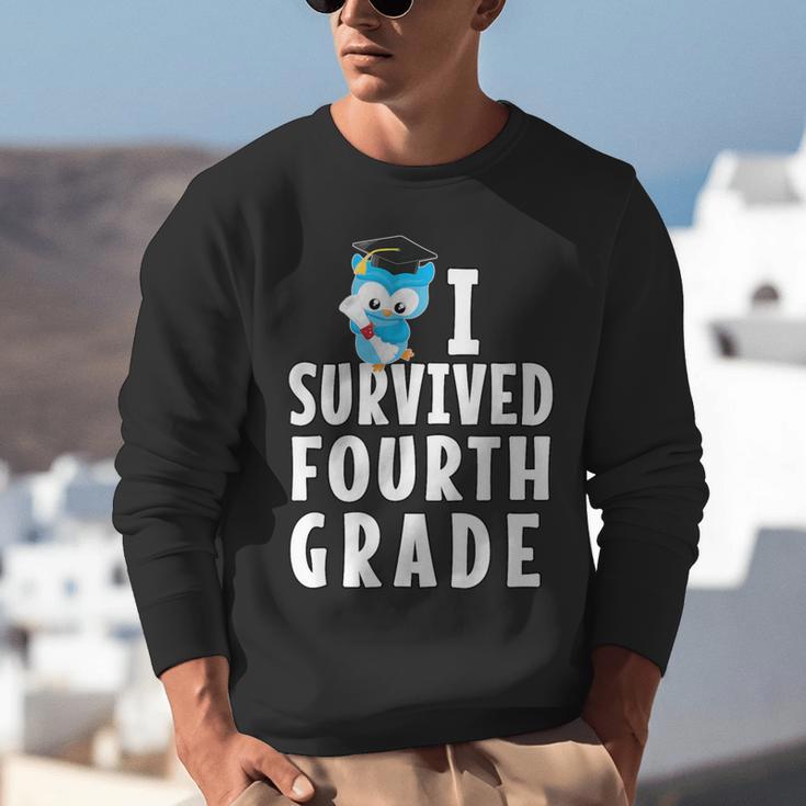 I Survived Fourth Grade Graduation Kids Owl Grad Unisex Sweatshirt