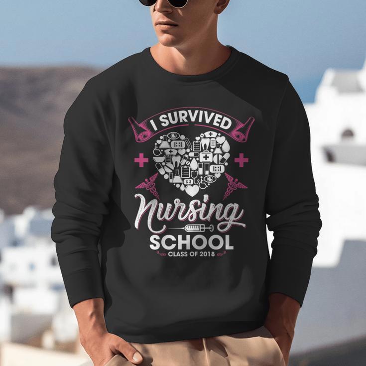 I Survived Nursing School Class Of 2018 Graduation T-Shirt Unisex Sweatshirt