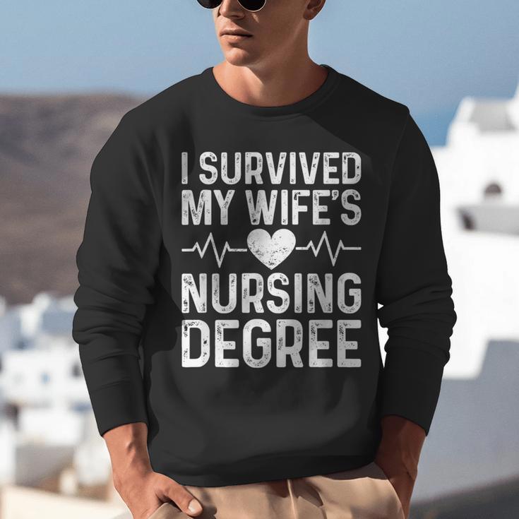 I Survived My Wife's Nursing Degree School Graduation Unisex Sweatshirt