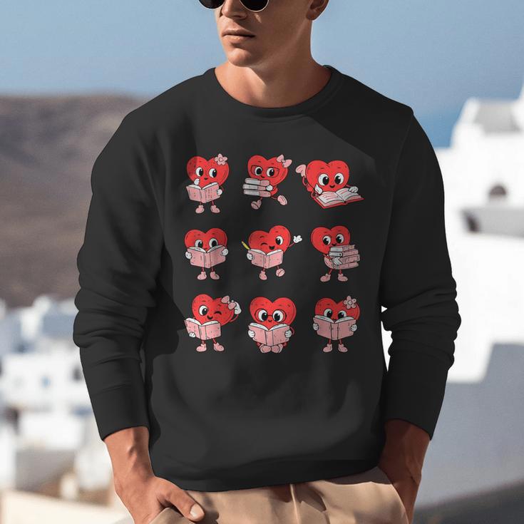 Teacher Valentines Day Reading Book Lover Bookworm Library Unisex Sweatshirt