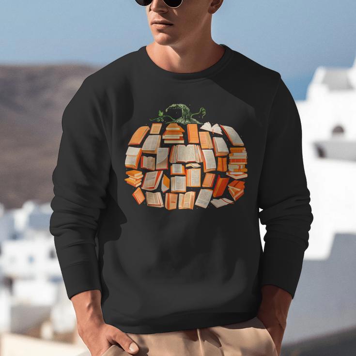 Thanksgiving Fall Books Pumpkins Vintage Library Teacher Kid Unisex Sweatshirt