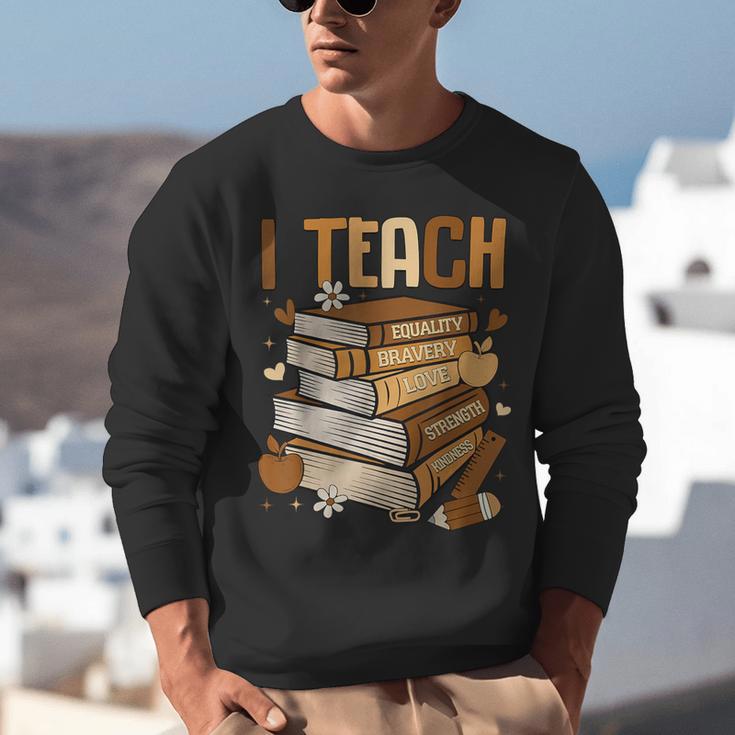 History Month I Teach Melanin Book Black Teacher Unisex Sweatshirt