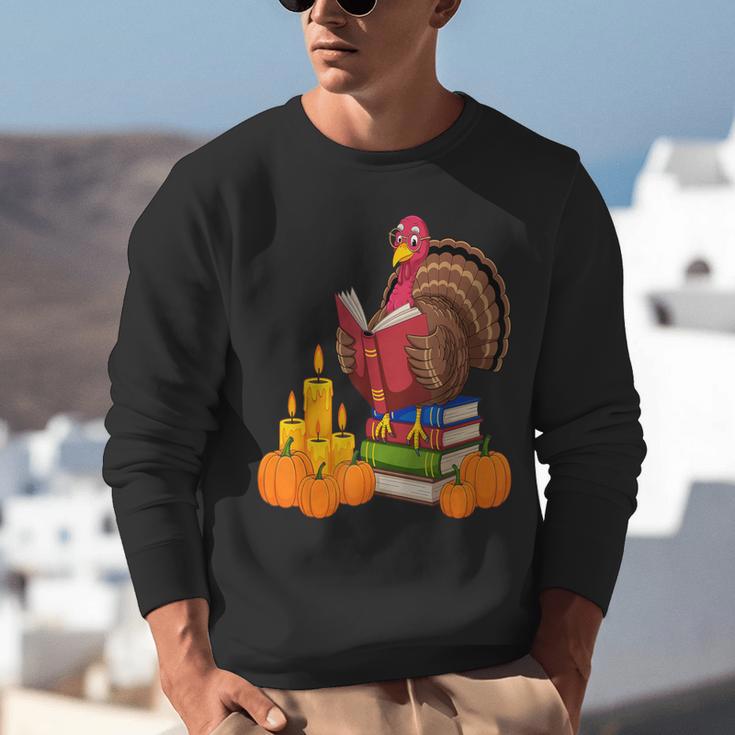 Turkey Reading Books Fall Thanksgiving Teacher Book Unisex Sweatshirt Turkey Reading Books Fall Thanksgiving Teacher Book Unisex Sweatshirt