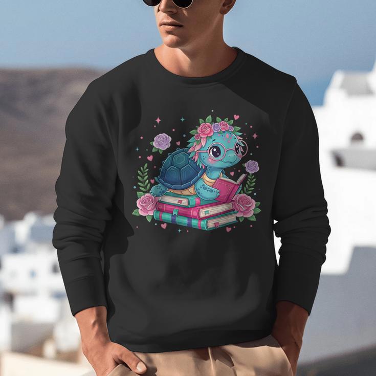 Turtle Bookworm Reading Book Bookworm Book Nerd Cute Graphic Unisex Sweatshirt