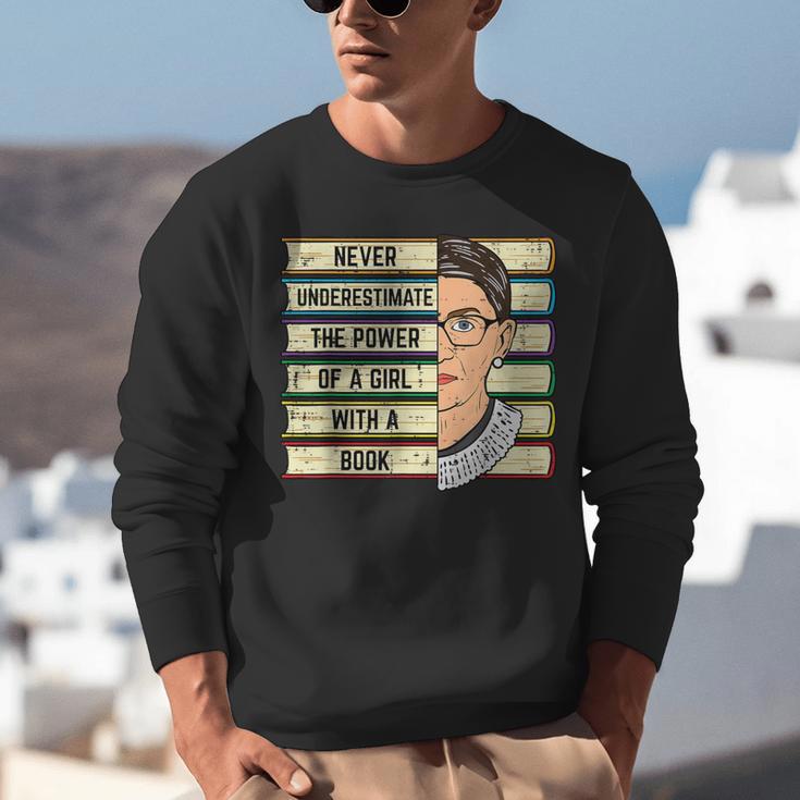 Never Underestimate Girl Read Book Reading Librarian Women Unisex Sweatshirt