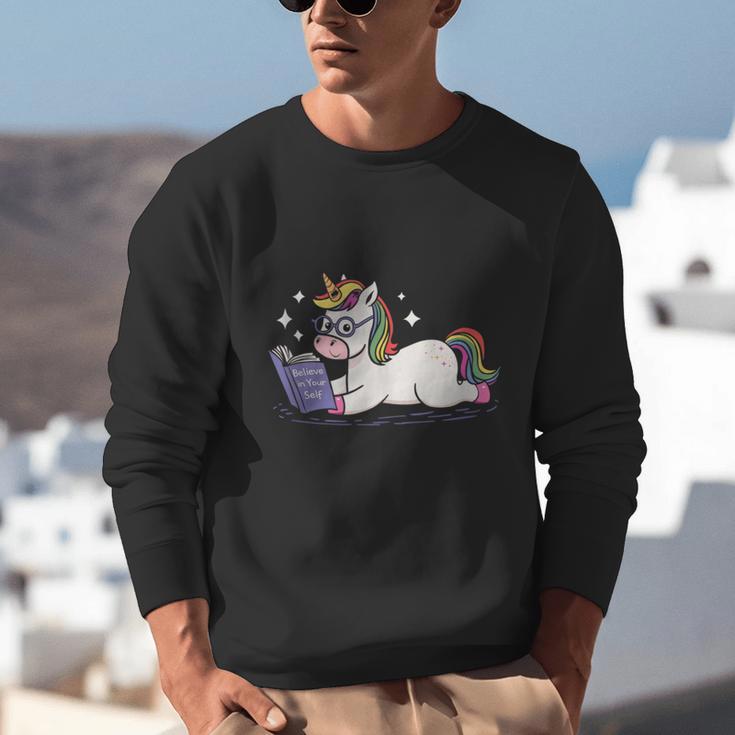 Unicorn Bookworm Believe In Yourself Cute And Inspirational Unisex Sweatshirt Unicorn Bookworm Believe In Yourself Cute And Inspirational Unisex Sweatshirt