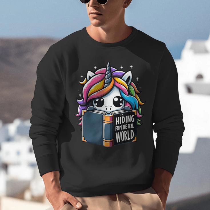 Unicorn Reading Book Reader Introvert Book Lover Humor Unisex Sweatshirt Unicorn Reading Book Reader Introvert Book Lover Humor Unisex Sweatshirt