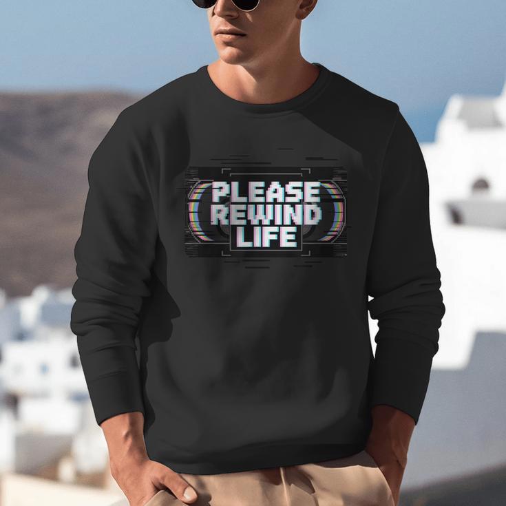 VHS Tape Rewind Glitch 90s Retro Nostalgia Please Rewind Unisex Sweatshirt VHS Tape Rewind Glitch 90s Retro Nostalgia Please Rewind Unisex Sweatshirt