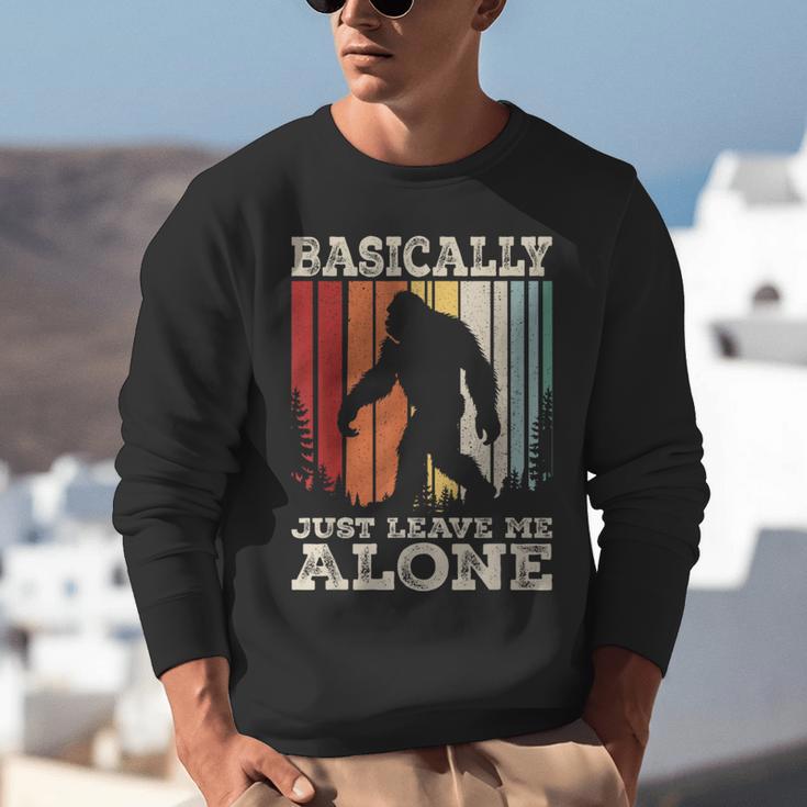 Vintage Basically Just Leave Me Alone Bigfoot Introverts Unisex Sweatshirt