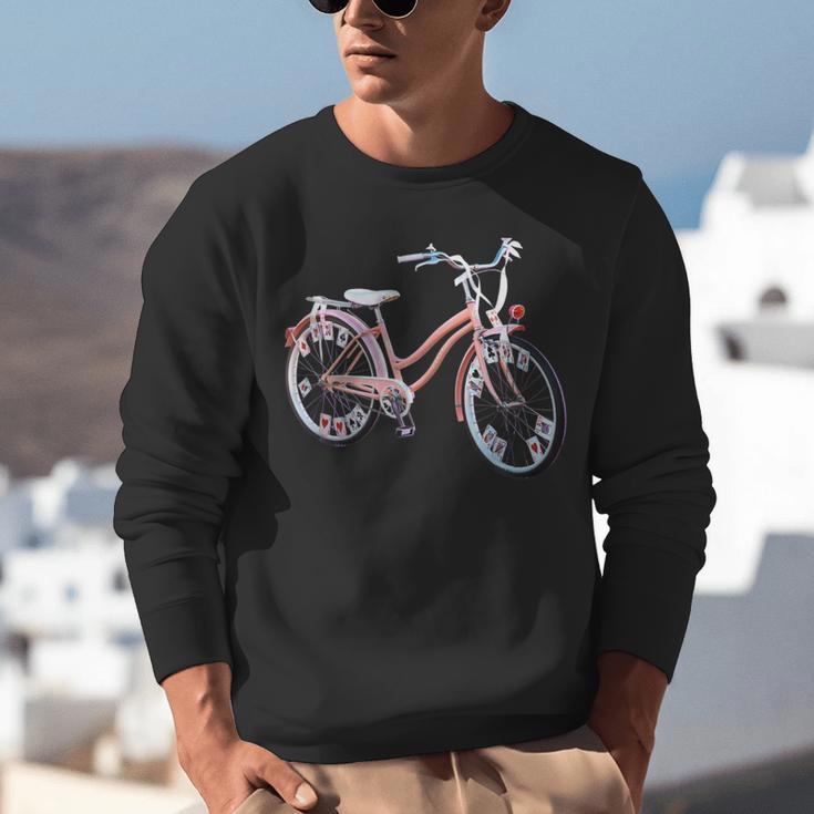 Vintage Bicycle With Playing Cards Nostalgia Unisex Sweatshirt