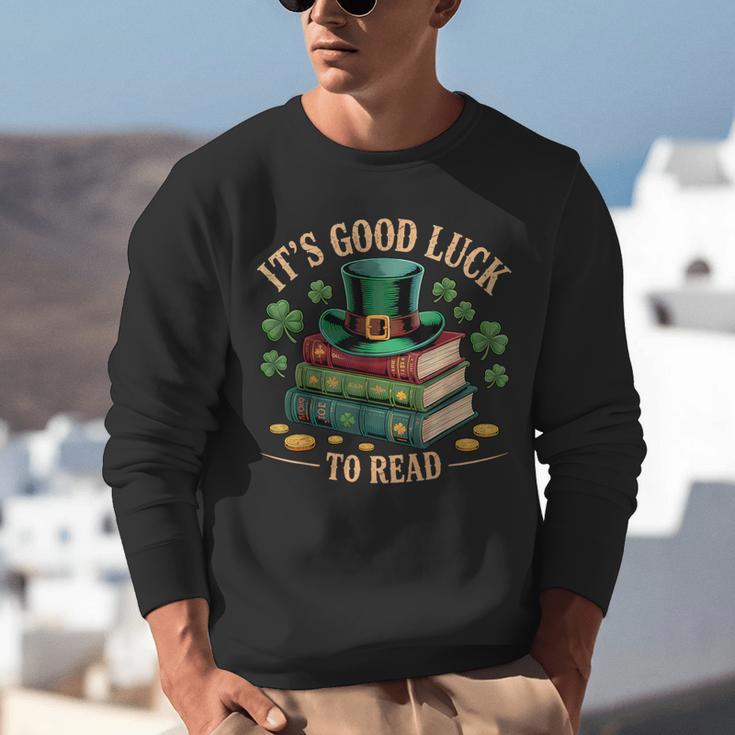 Vintage It's Good Luck To Read St Patrick's Day Book Lucky Unisex Sweatshirt