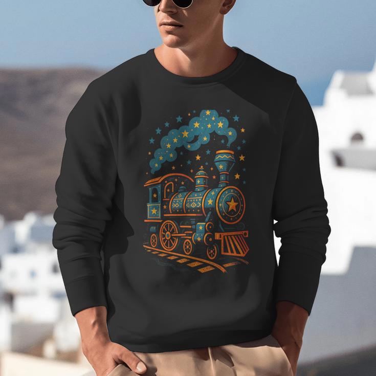 Vintage Locomotive Nostalgia Railroad Stars Unisex Sweatshirt
