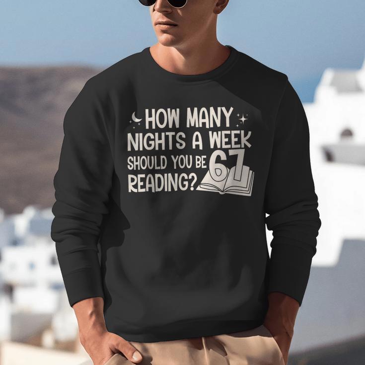 Vintage How Many Nights Reading 67 Meme Book Lover Teacher Unisex Sweatshirt