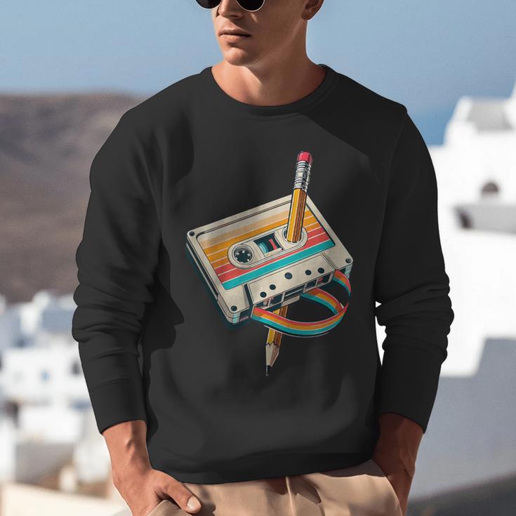 Vintage Pencil Rewind Cassette Tape Nostalgia Party 80s 90s Unisex Sweatshirt