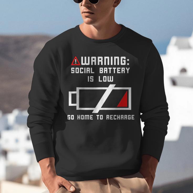 Warning Social Battery Is Low Introvert Shirt Unisex Sweatshirt