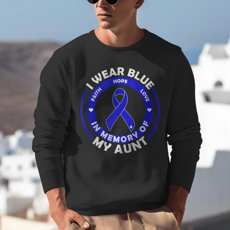 I Wear Blue In Memory Of My Aunt Colon Cancer Awareness Unisex Sweatshirt