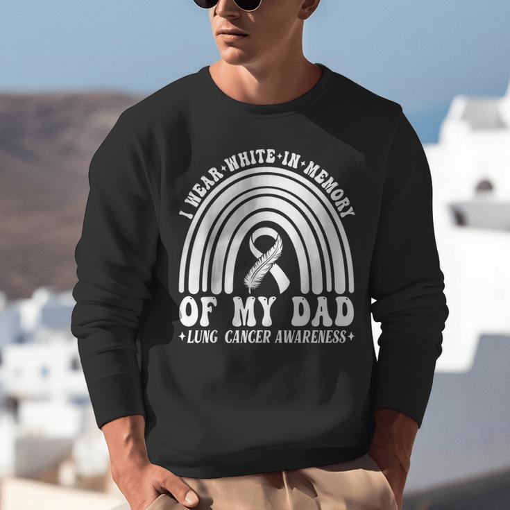 I Wear In Memory Of Dad Lung Cancer Awareness Ribbon Unisex Sweatshirt