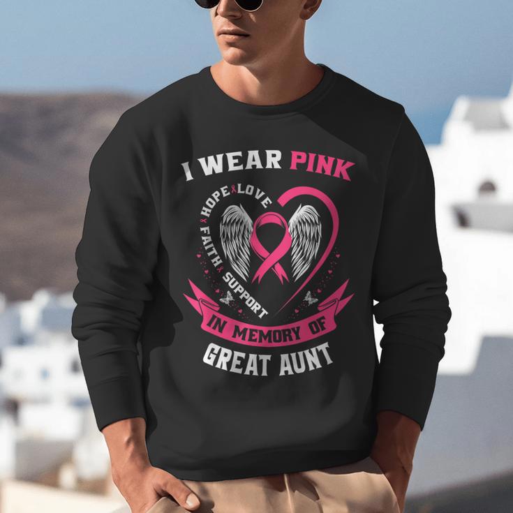 I Wear Pink In Memory Of Great Aunt Breast Cancer Shirts Tee Unisex Sweatshirt