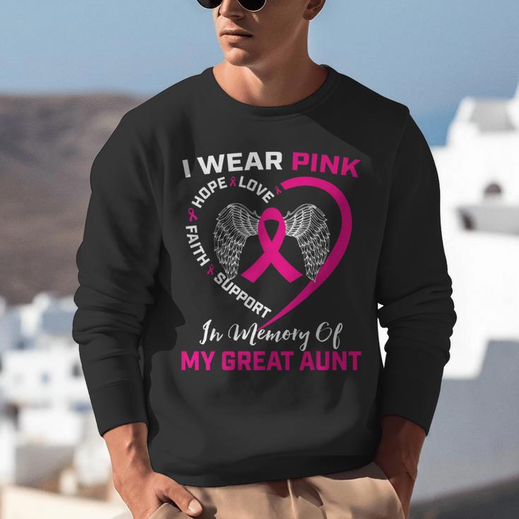 I Wear Pink In Memory Of My Great Aunt Breast Cancer Graphic Unisex Sweatshirt