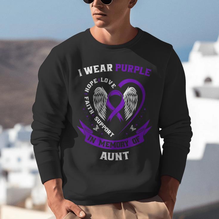 I Wear Purple In Memory Of Aunt Pancreatic Cancer Awareness Unisex Sweatshirt