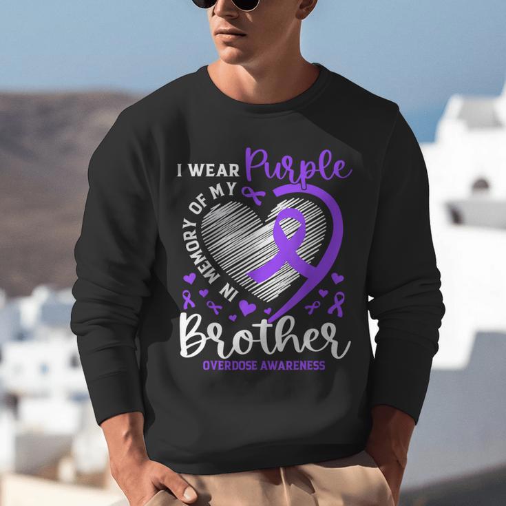 I Wear Purple In Memory Of My Brother Overdose Awareness Unisex Sweatshirt