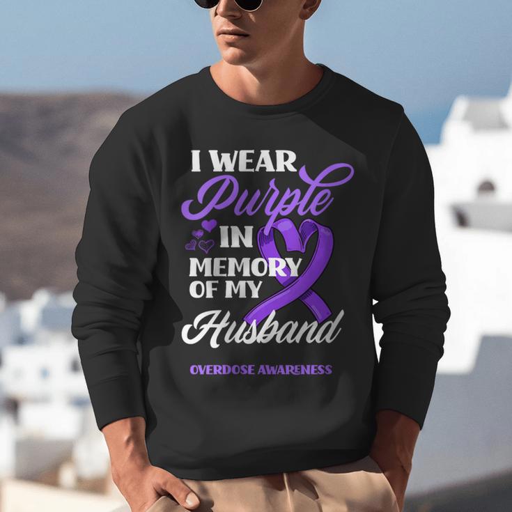 I Wear Purple In Memory Of My Husband Overdose Awareness Unisex Sweatshirt