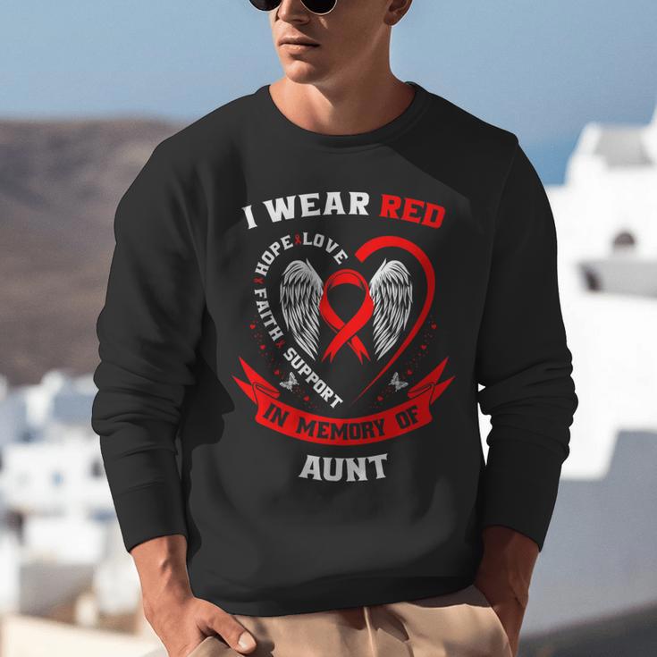 I Wear Red In Memory Of Aunt Heart Disease Awareness Graphic Unisex Sweatshirt