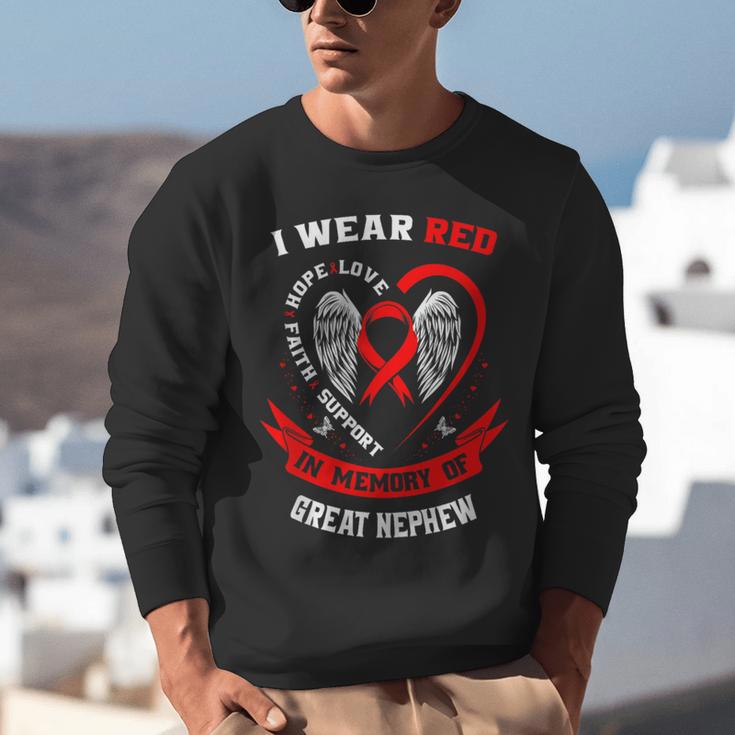 I Wear Red In Memory Of Great Nephew Heart Disease Awareness Unisex Sweatshirt