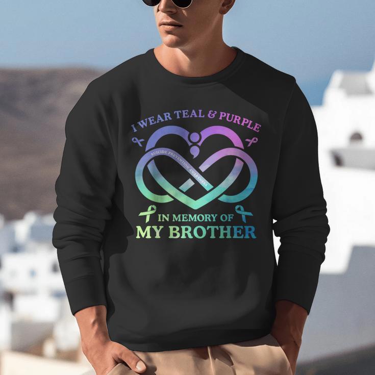 I Wear Teal & Purple Memory Of My Brother Suicide Prevention Unisex Sweatshirt