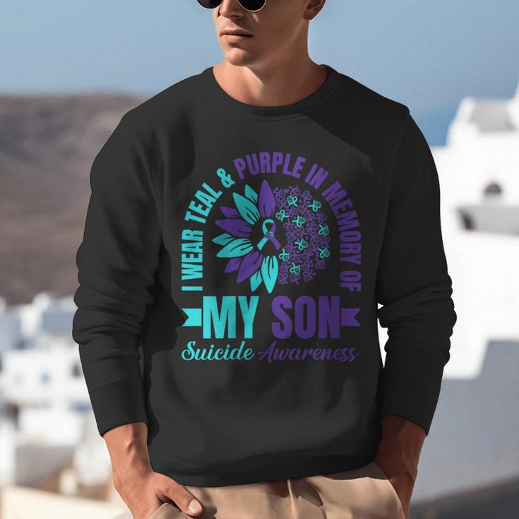 I Wear Teal Purple In Memory Of My Son Suicide Awareness Unisex Sweatshirt