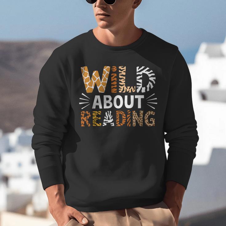 Wild About Reading Animal Bookworm Library Book Lover Reader Unisex Sweatshirt