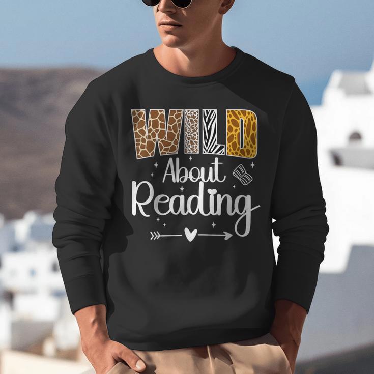 Wild About Reading Book Lover Bookworm Library Day Unisex Sweatshirt