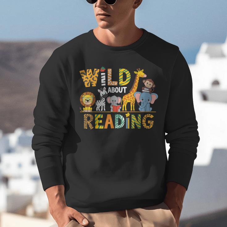 Wild About Reading Kid Love Wild Animal Books Back To School Unisex Sweatshirt Wild About Reading Kid Love Wild Animal Books Back To School Unisex Sweatshirt
