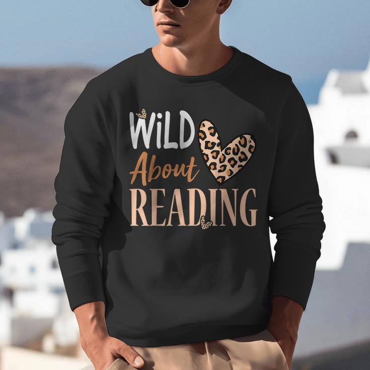 Wild About Reading Teacher Books Reader Lovers Leopard Zebra Unisex Sweatshirt