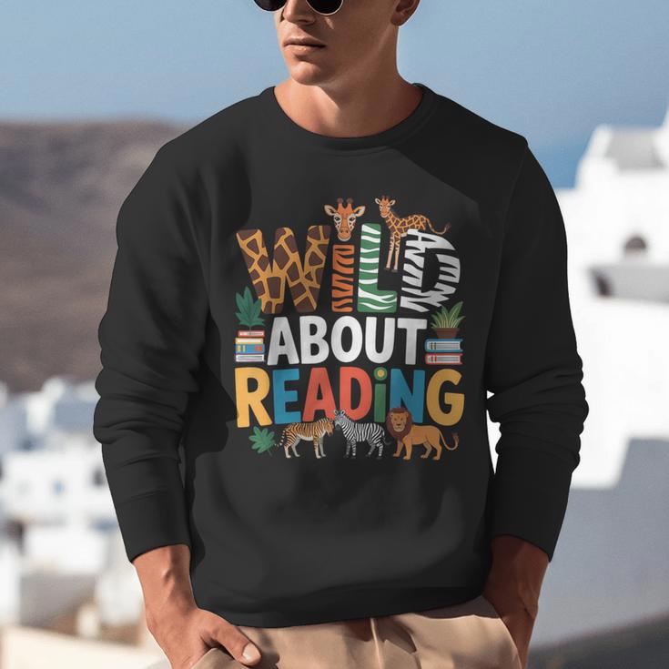 Wild About Reading Zoo Animals Books Reader Lover Unisex Sweatshirt Wild About Reading Zoo Animals Books Reader Lover Unisex Sweatshirt