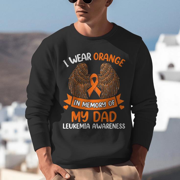 Wings Leukemia Shirt I Wear Orange In Memory Of My Dad Unisex Sweatshirt