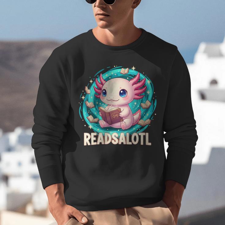 Women's Readsolotl Kawaii Axolotl Reading Book Lover Unisex Sweatshirt