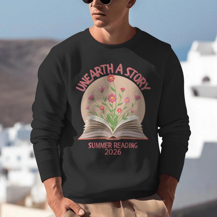Women's Unearth a Story 2026 Summer Reading Program Flowers Book Unisex Sweatshirt Women's Unearth a Story 2026 Summer Reading Program Flowers Book Unisex Sweatshirt