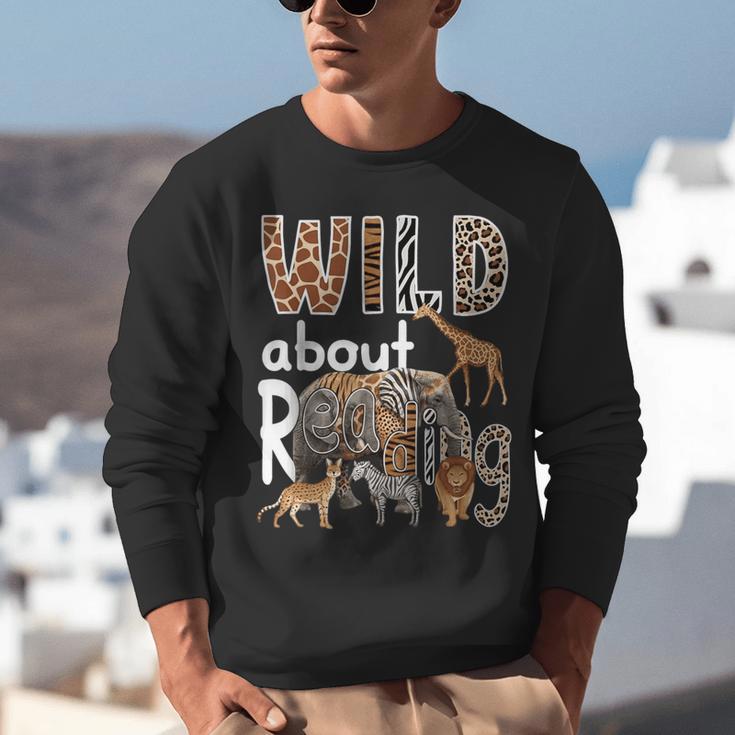 Zoo Animals Wild About Reading Books Reader Lover Librarian Unisex Sweatshirt Zoo Animals Wild About Reading Books Reader Lover Librarian Unisex Sweatshirt