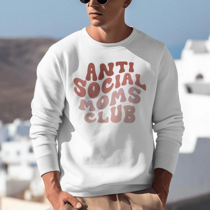 Anti Social Moms Club On Back Retro Introvert Unsociable Unisex Sweatshirt