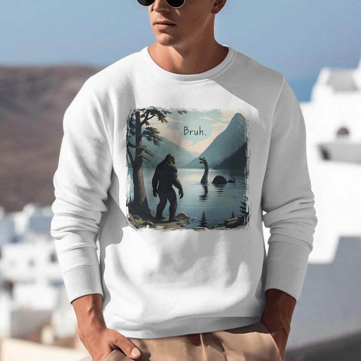 Bigfoot Sasquatch & Loch Ness Monster Introvert Bruh Unisex Sweatshirt Bigfoot Sasquatch & Loch Ness Monster Introvert Bruh Unisex Sweatshirt