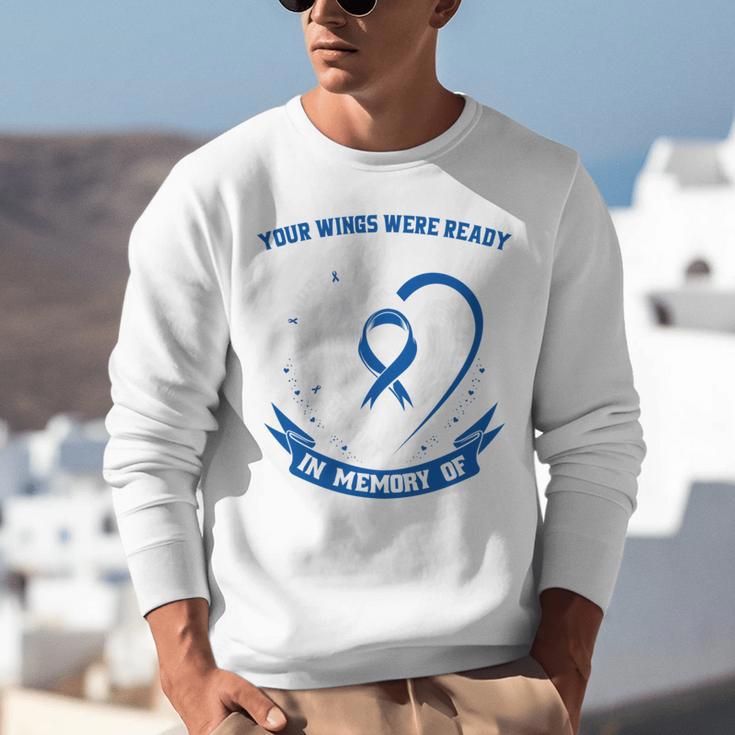 Blue In Memory Of Mom Colon Cancer Awareness Memorial Unisex Sweatshirt