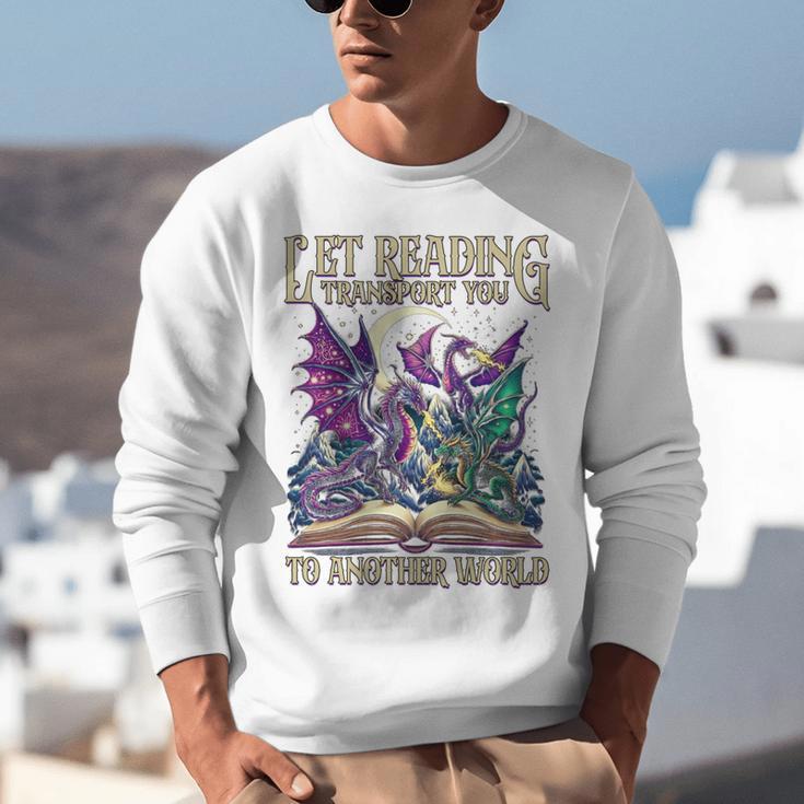 Book Lover Dragon Reading Transport You To Another World Unisex Sweatshirt