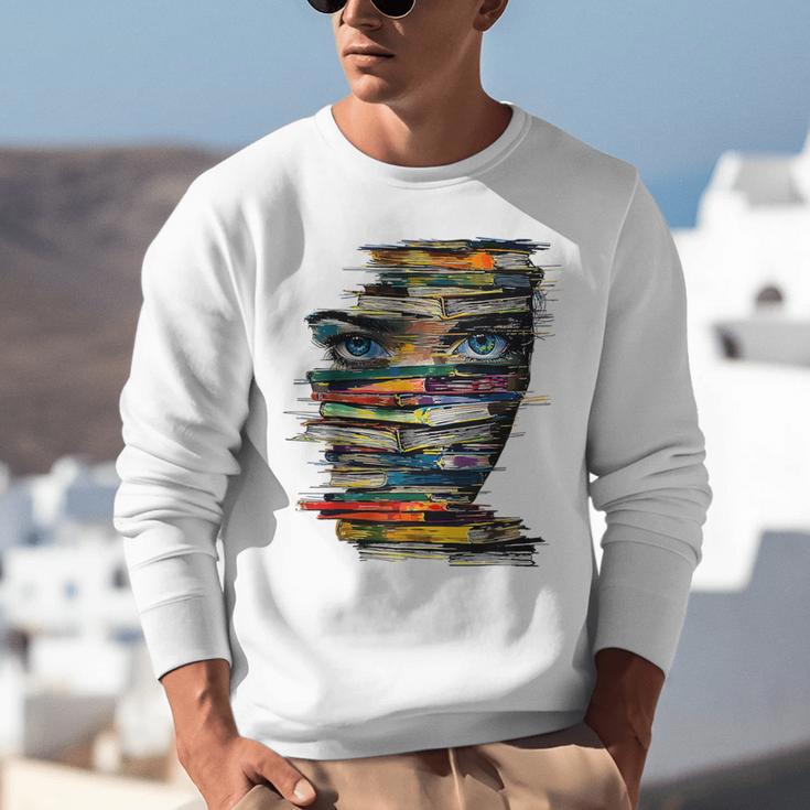 Book Women Graphic Art Colorful Eyes Unisex Sweatshirt